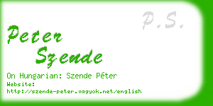 peter szende business card